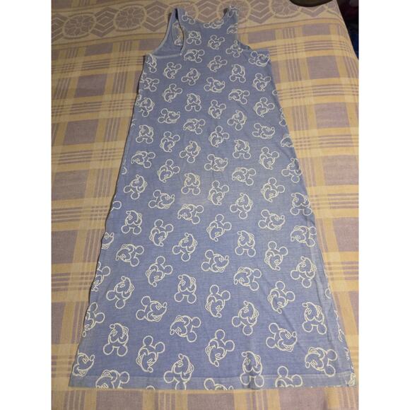 Vintage Periwinkle Blue Mickey Mouse All Over Print Cotton Disney Dress 90s AOP - Picture 9 of 10